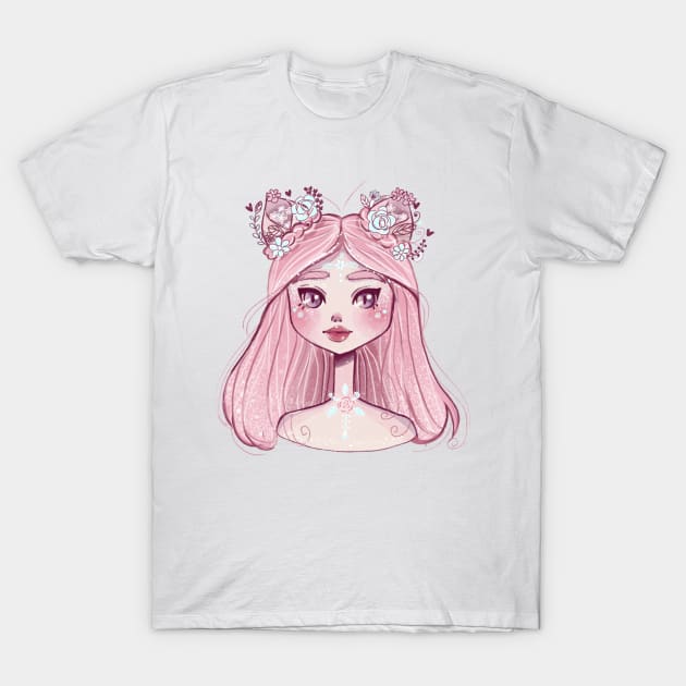 Magic Girl Flower Cat T-Shirt by Alina.soul.notes